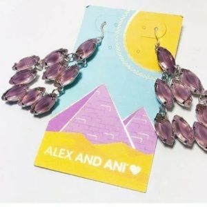 NWT, Alex and Ani Purple Rainbow Iris Silver Chandelier Drop Earrings